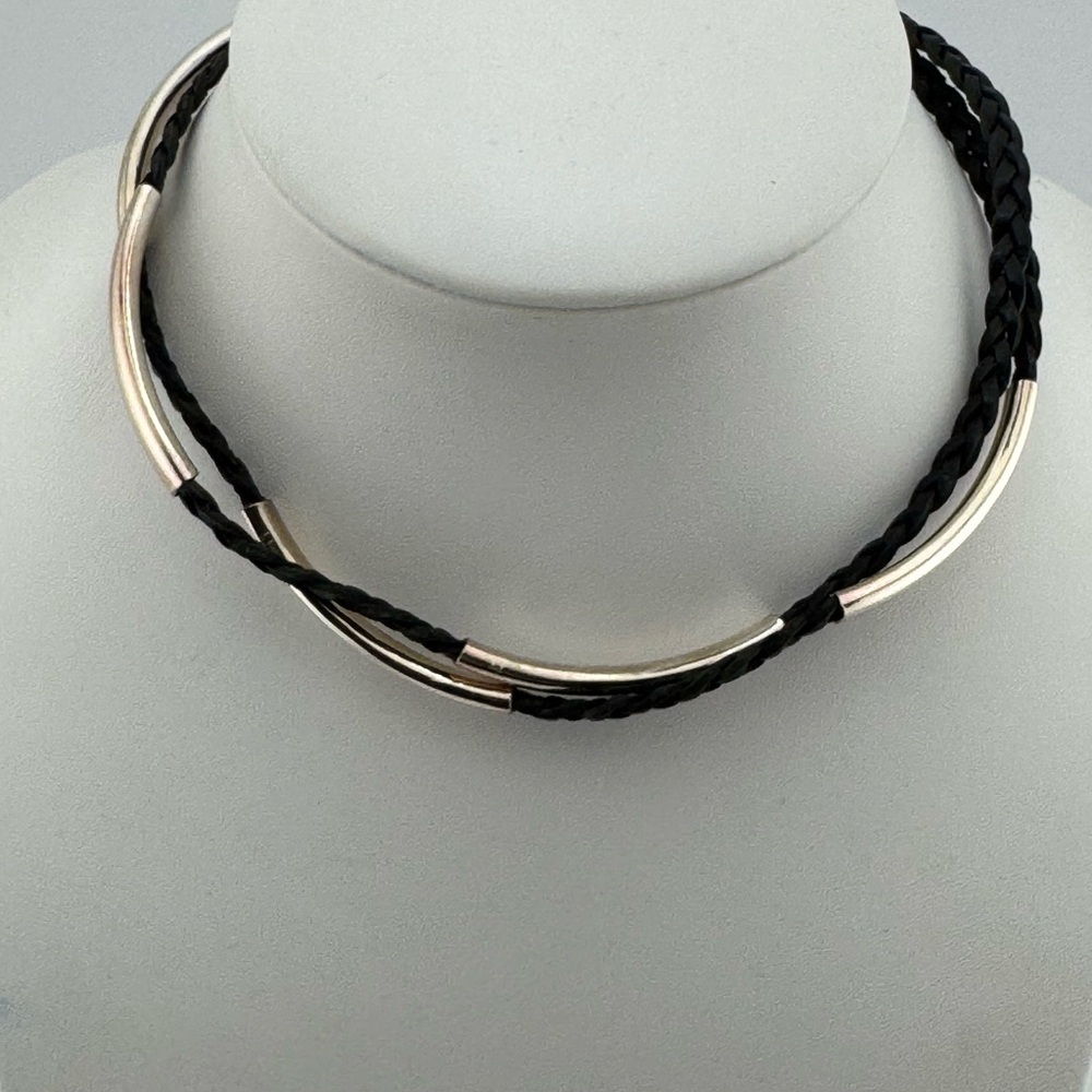 Lizzy James Convertible Leather Wrap Silver Plated Tube Accent Necklace Bracelet